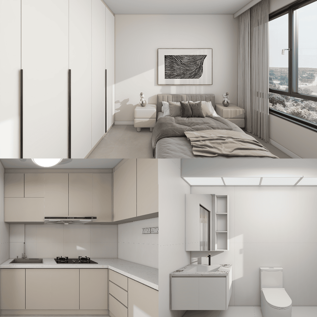 Canberra Vista 2-Room Flexi Design A (Kitchen, Master Bedroom, and Bathroom Cabinets)
