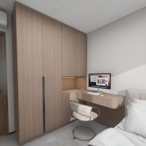 Bedroom 1 Casement Wardrobe with Study Table (8 feet)