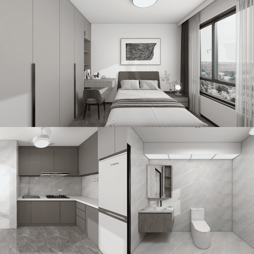 Canberra Vista 2-Room Flexi Design C (Kitchen, Master Bedroom, and Bathroom Cabinets)