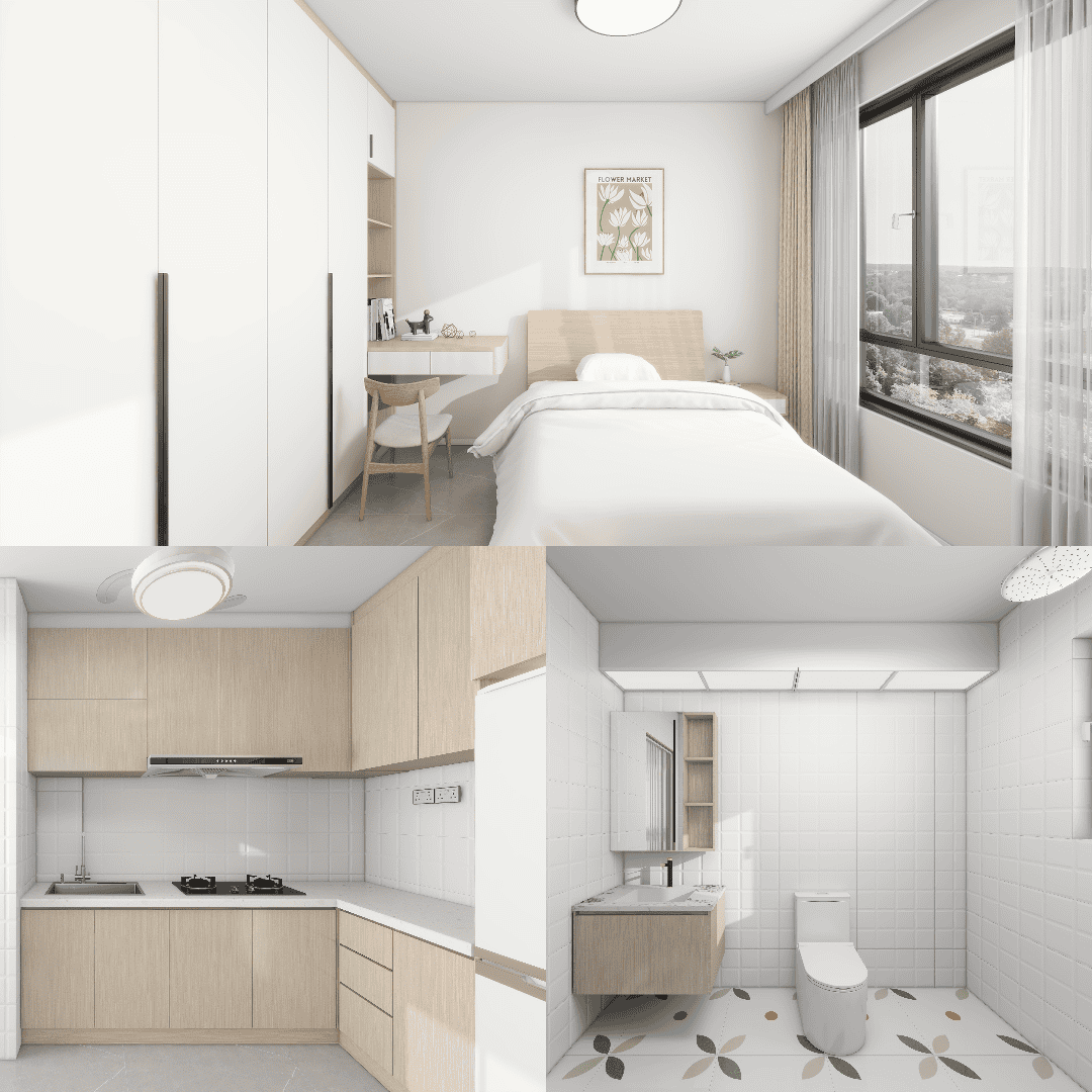 Canberra Vista 2-Room Flexi Design B (Kitchen, Master Bedroom, and Bathroom Cabinets)
