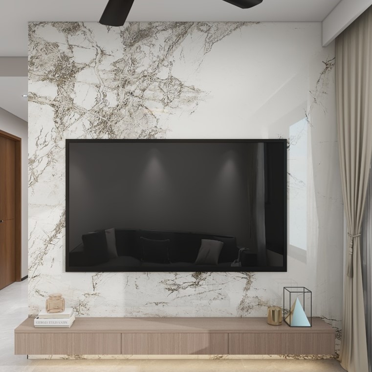 Living Suspended Tv Console & Tv Feature Wall (7.5 feet)