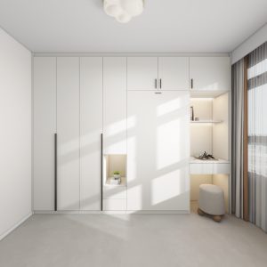 Bedroom 2 Space Saving Beds with Casement Wardrobe with Open Shelves  (11.5  feet)