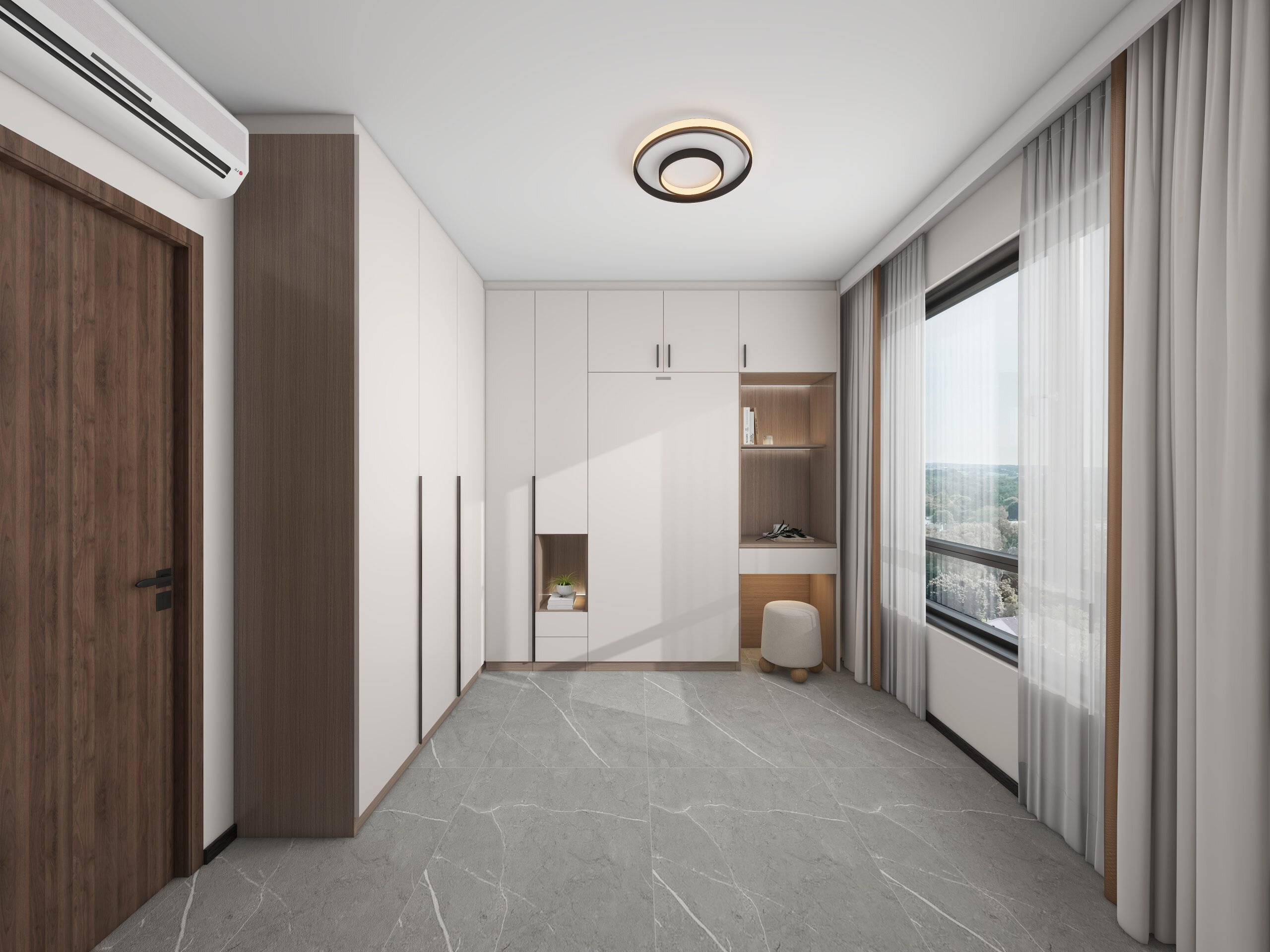 Bedroom 2 Space Saving Beds with Casement Wardrobe with Open Shelves (15.5 feet)