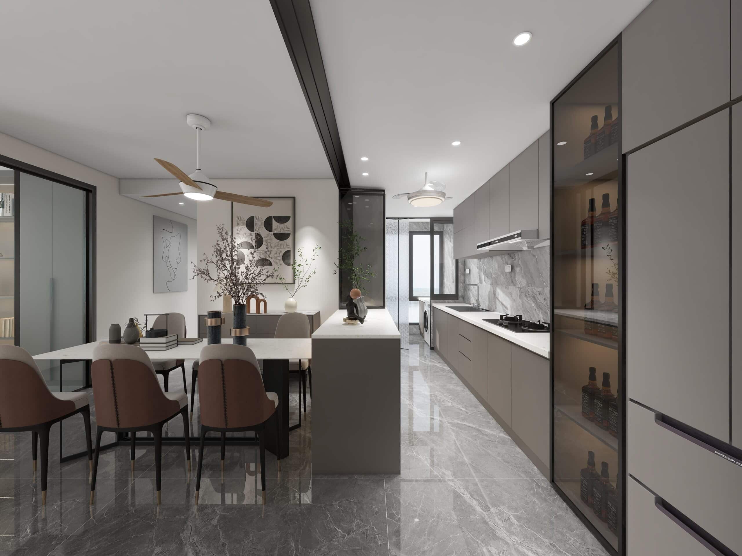 Kitchen Island with Sintered Stone  (8 feet)