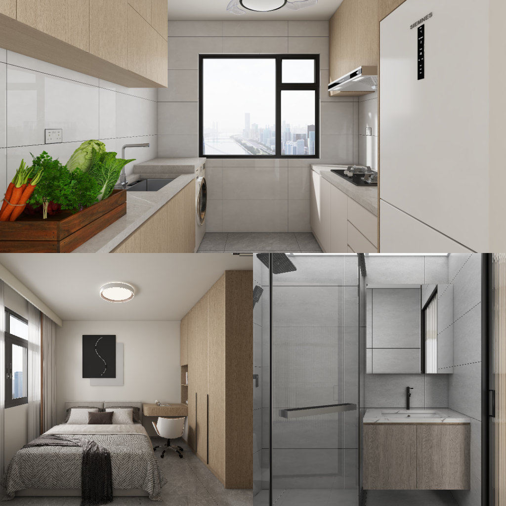 Punggol Point Cove 2-Room Design B (Kitchen, Master Bedroom, and Bathroom Cabinets)
