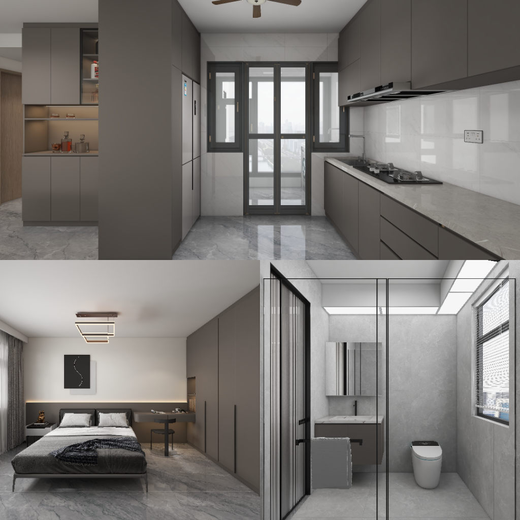 Punggol Point Cove 4-Room Design C (Kitchen, Master Bedroom, and Bathroom Cabinets)