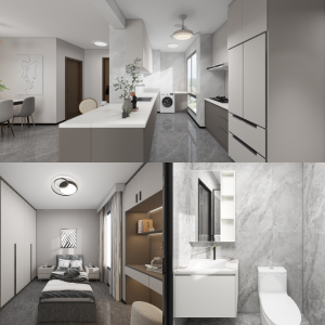 Tengah Parc Clover 5-Room Design A (Kitchen, Master Bedroom, and Bathroom Cabinets)