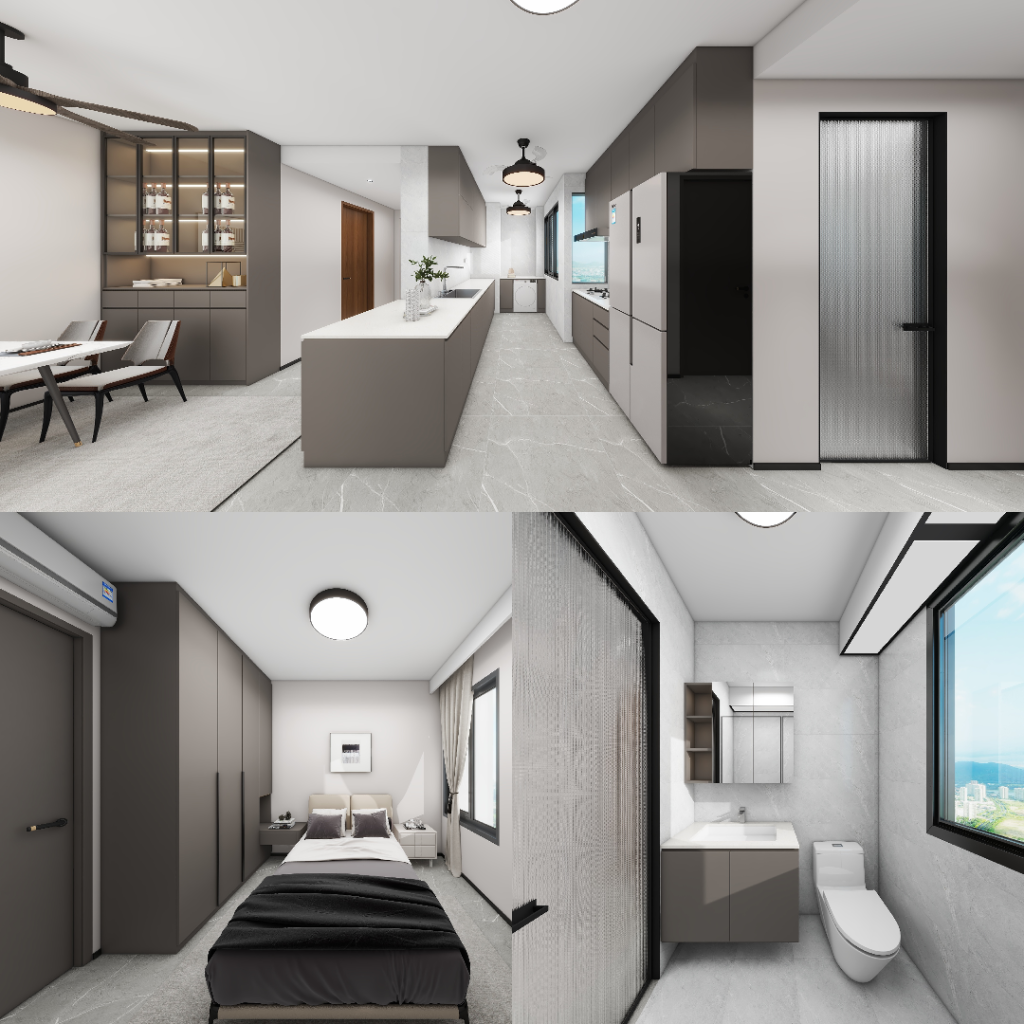Tengah Parc Clover 4-Room Design C (Kitchen, Master Bedroom, and Bathroom Cabinets)