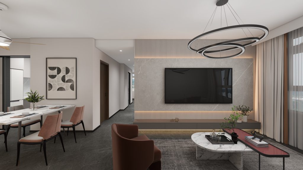Living Suspended Tv Console with LED strip  (7 feet)