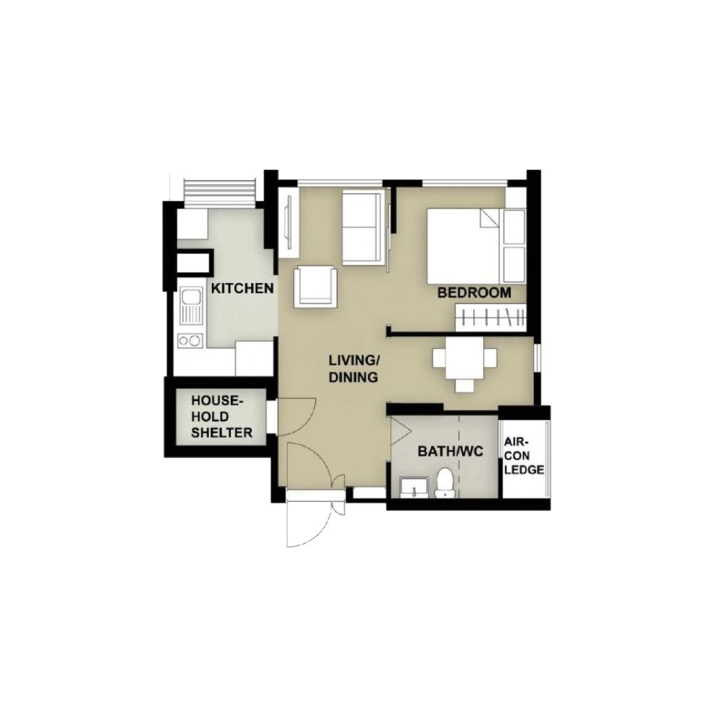 Woodgrove Edge 2-Room Design A (Kitchen, Master Bedroom, and Bathroom Cabinets)