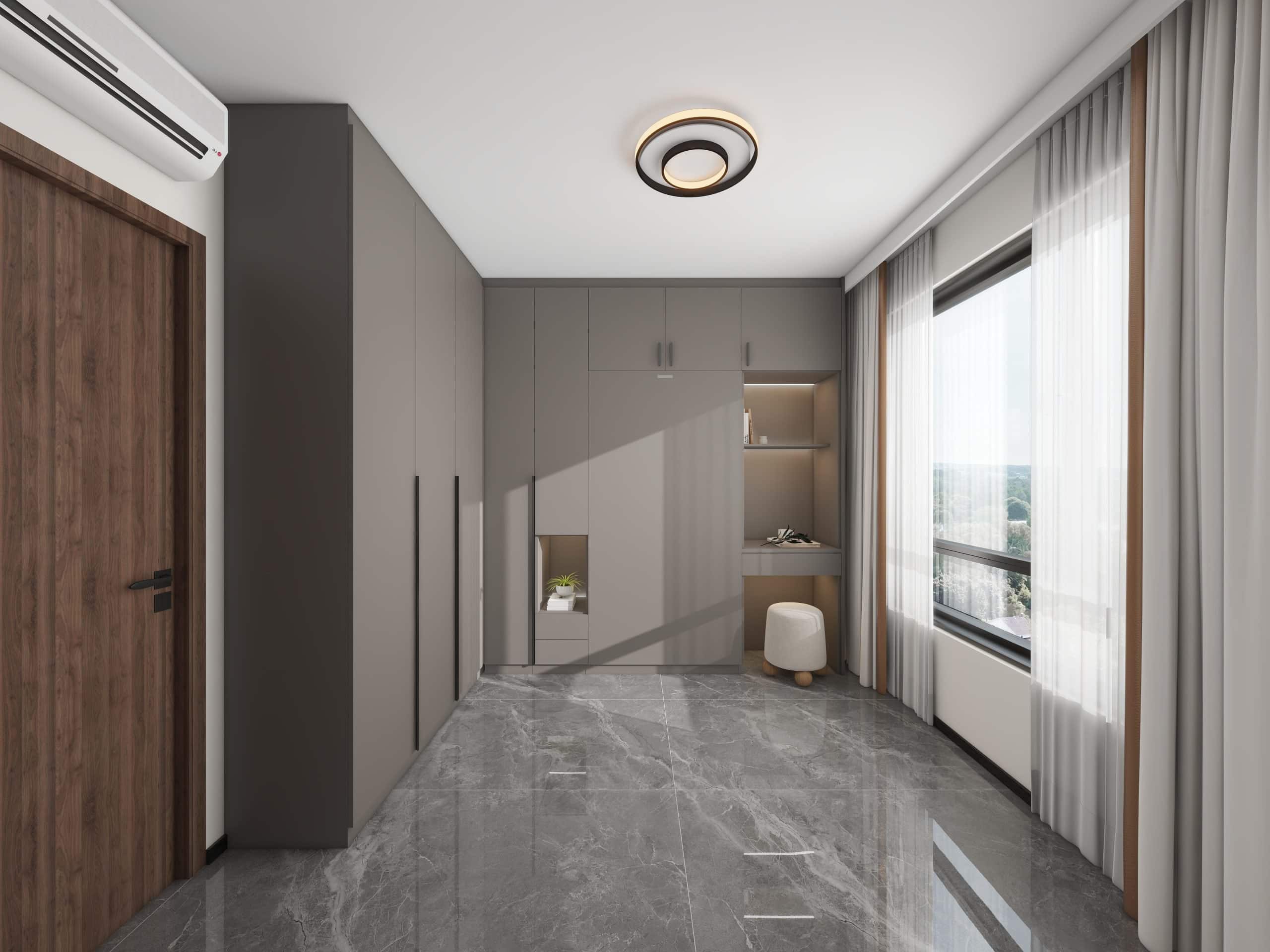 Bedroom 2 Space Saving Beds with Casement Wardrobe with Open Shelves (15.5 feet)