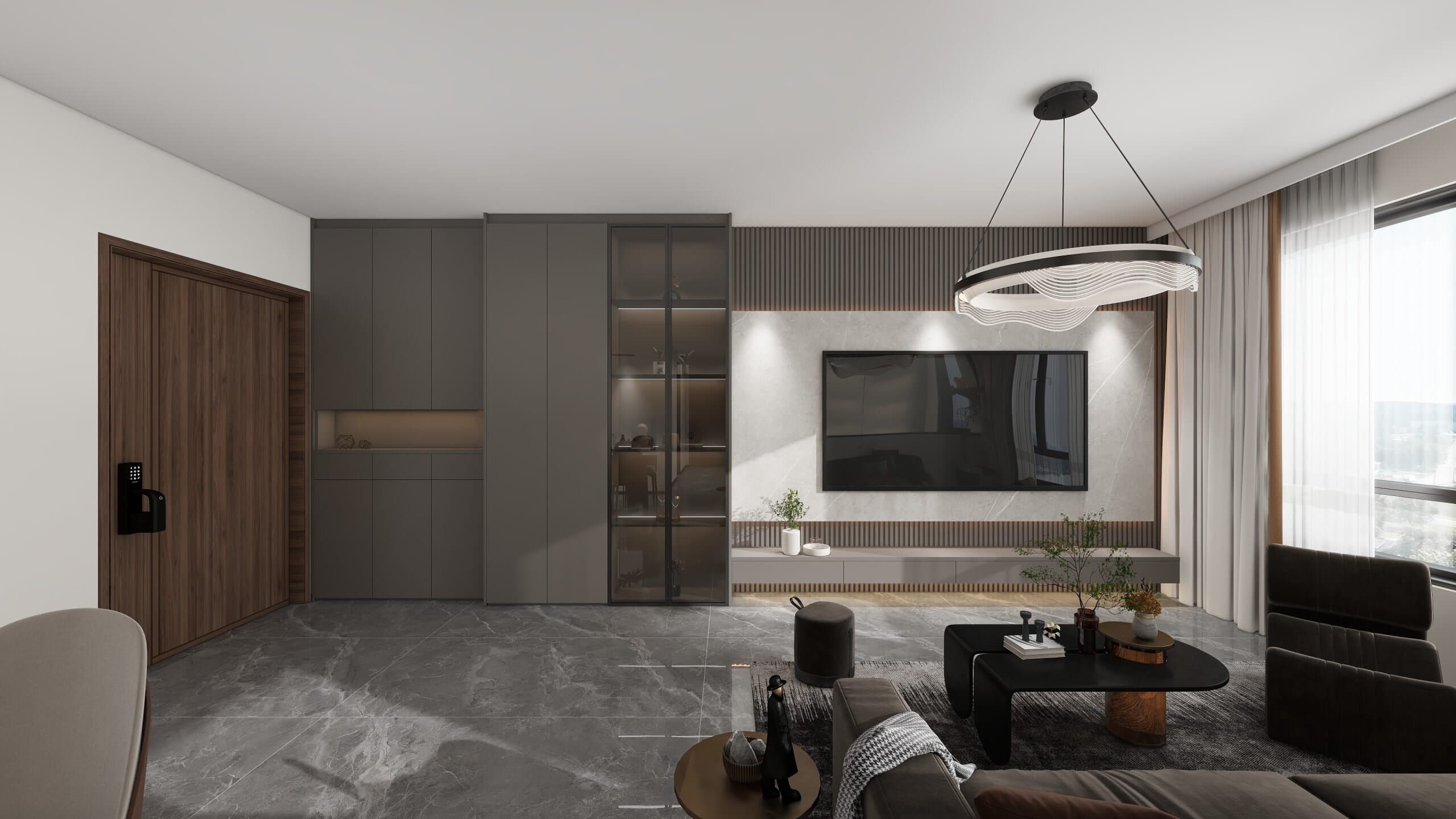 Living Suspended Tv Console & Feature Wall (12.5 feet)
