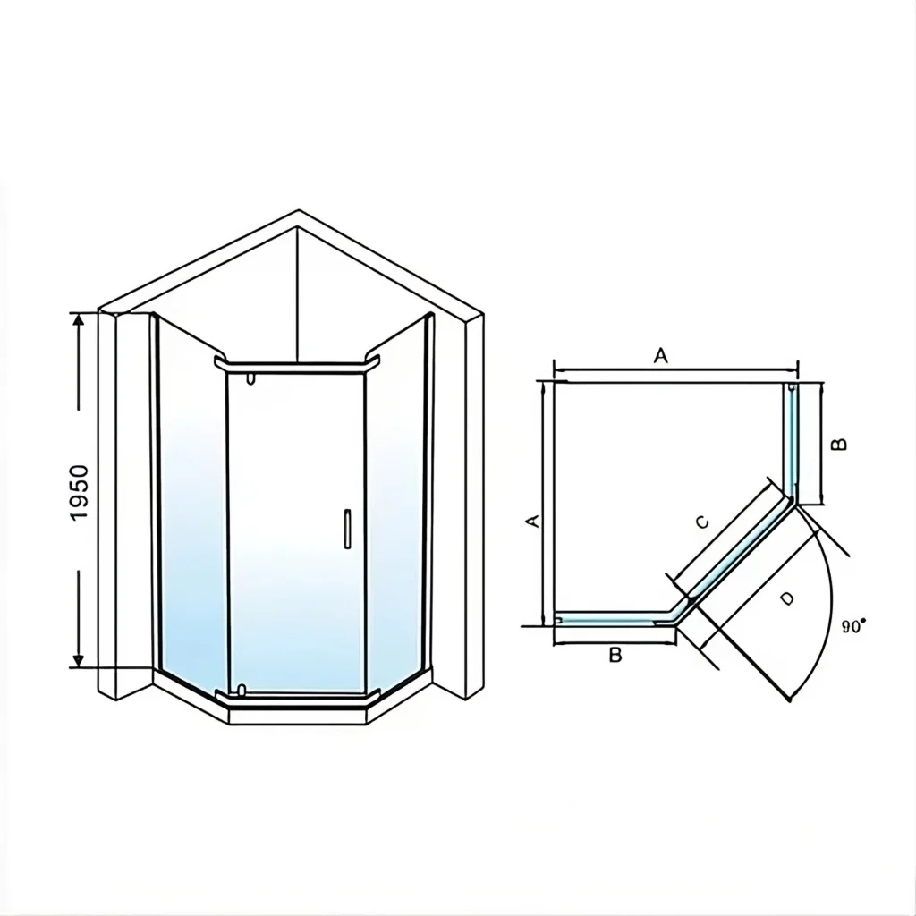 Bathroom Odd Shape Shower Screen (3 feet)