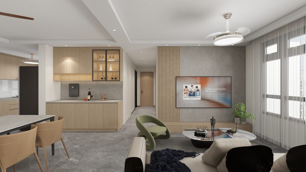 Living Suspended Tv Console & Feature Wall  (8 feet)
