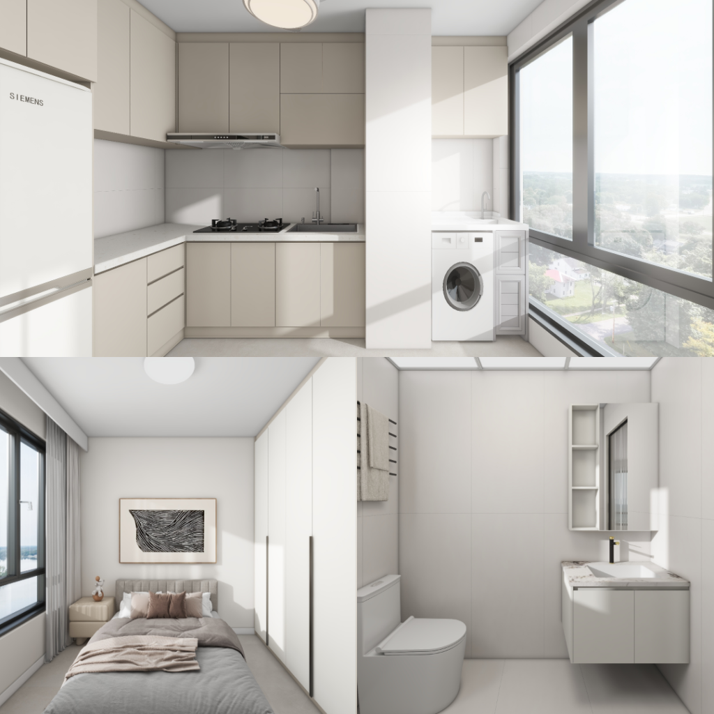 Woodgrove Edge 2-Room Design A (Kitchen, Master Bedroom, and Bathroom Cabinets)