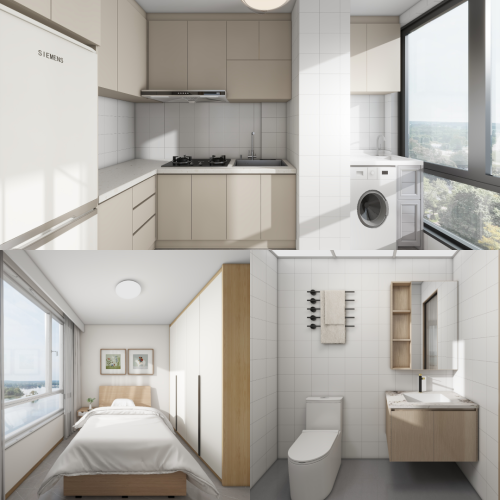 Woodgrove Edge 2-Room Design B (Kitchen, Master Bedroom, and Bathroom Cabinets)