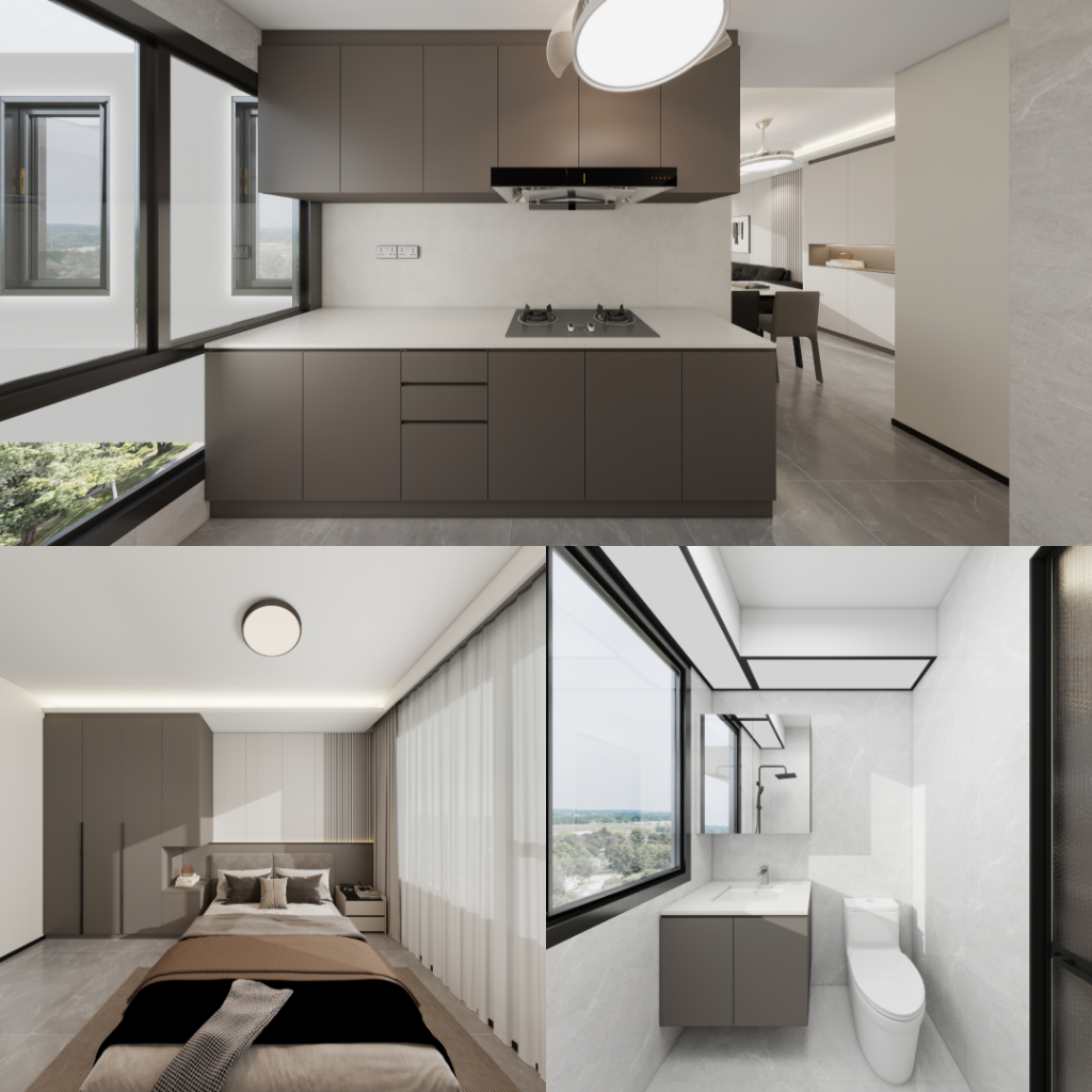 Dakota One 3-Room Design C (Kitchen, Master Bedroom, and Bathroom Cabinets)
