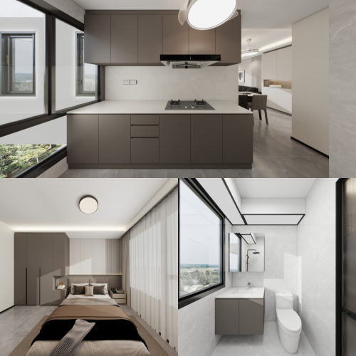 Dakota One 3-Room Design C (Kitchen, Master Bedroom, and Bathroom Cabinets)