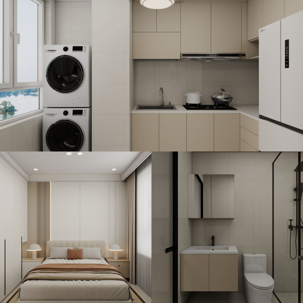 Tengah Garden Bloom 2-Room Design A (Kitchen, Master Bedroom, and Bathroom Cabinets)