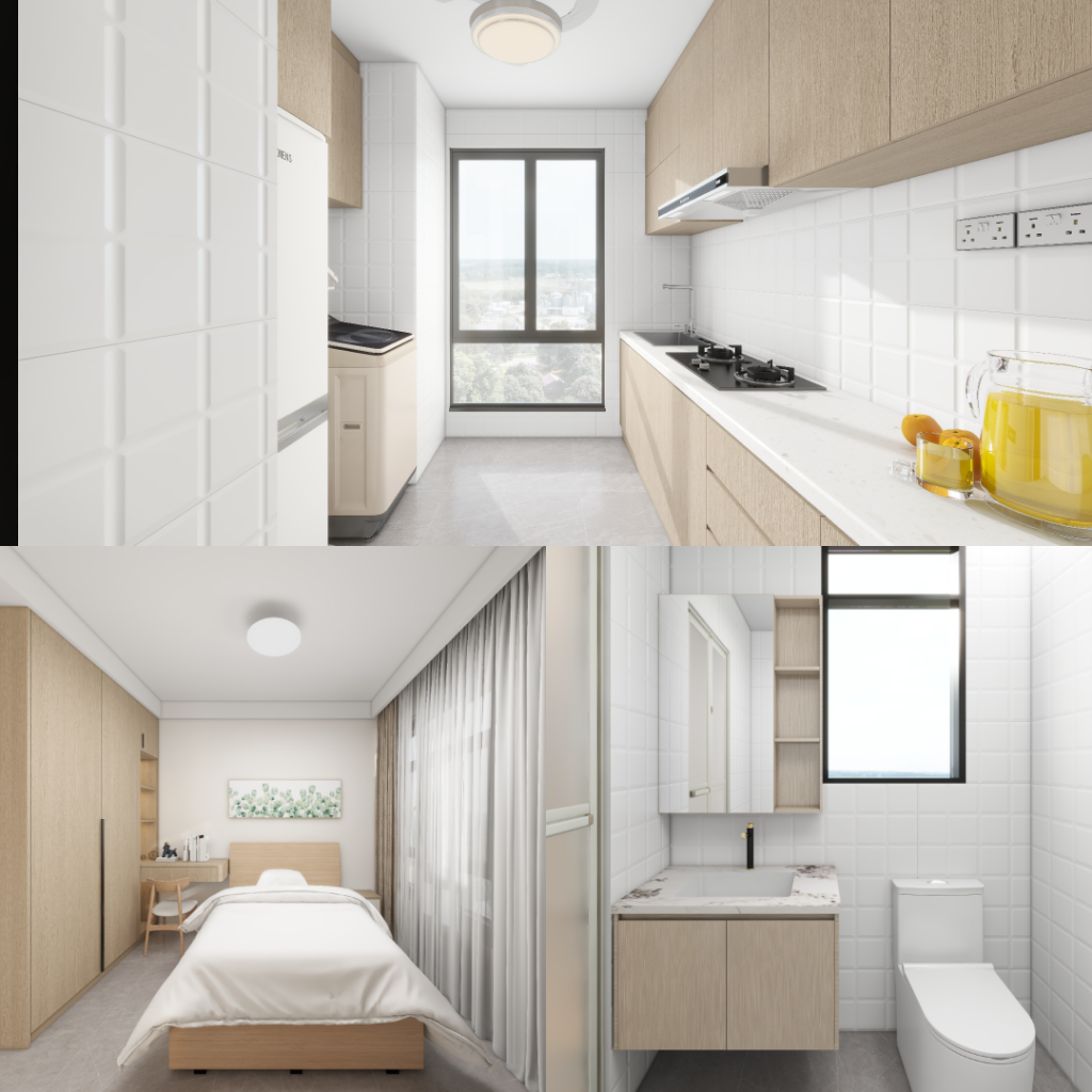Hougang Citrine 2-Room Design B (Kitchen, Master Bedroom, and Bathroom Cabinets)