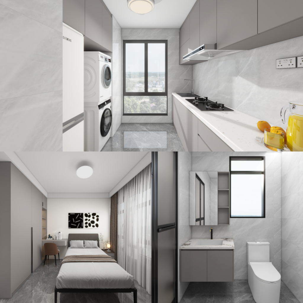 Hougang Citrine 2-Room Design C (Kitchen, Master Bedroom, and Bathroom Cabinets)