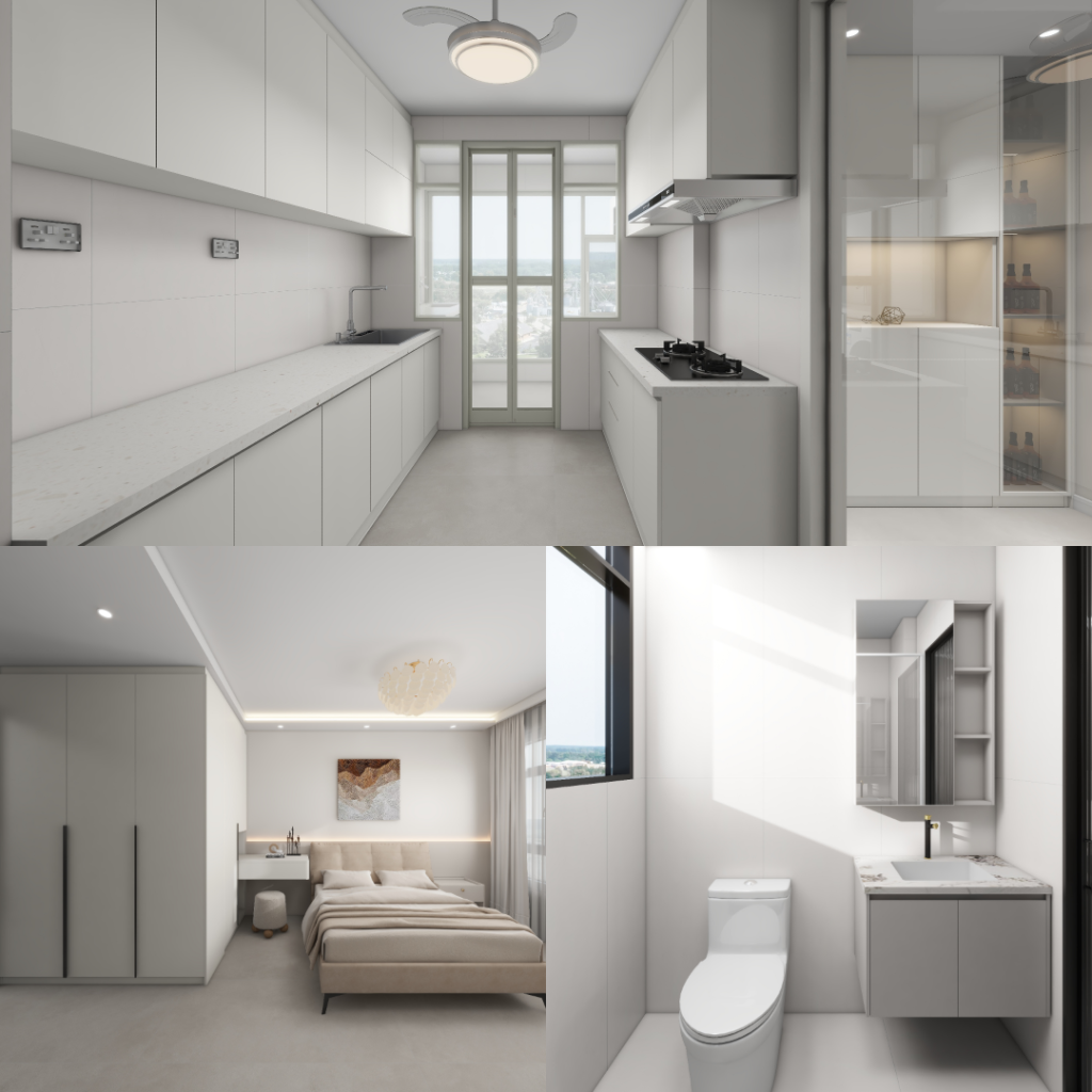 Hougang Citrine 4-Room Design A (Kitchen, Master Bedroom, and Bathroom Cabinets)