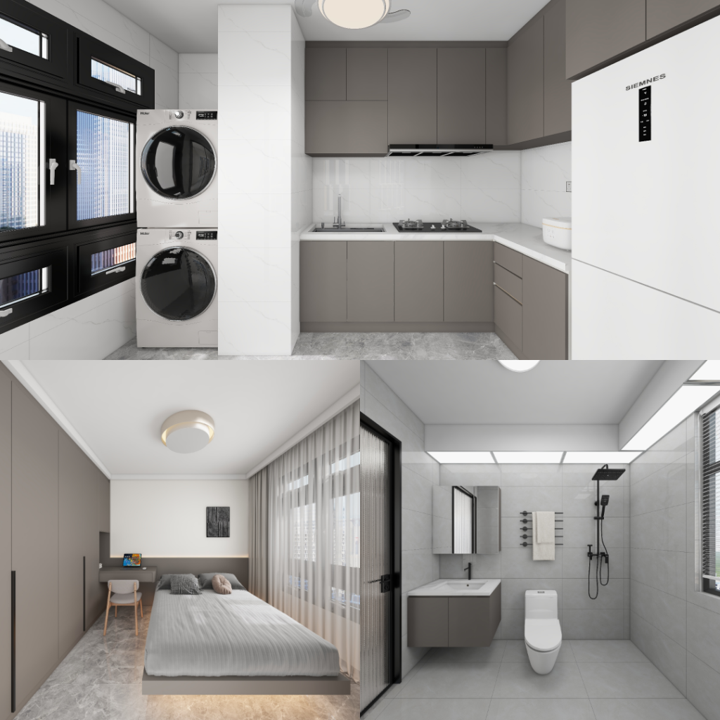 Tengah Parc Woods 2-Room Design C (Kitchen, Master Bedroom, and Bathroom Cabinets)