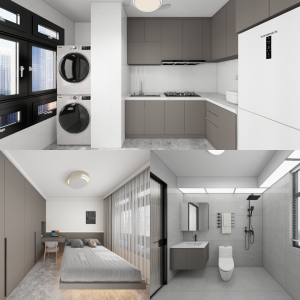 Tengah Parc Woods 2-Room Design C (Kitchen, Master Bedroom, and Bathroom Cabinets)