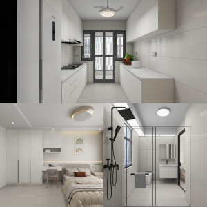Tengah Parc Woods 4-Room Design A (Kitchen, Master Bedroom, and Bathroom Cabinets)