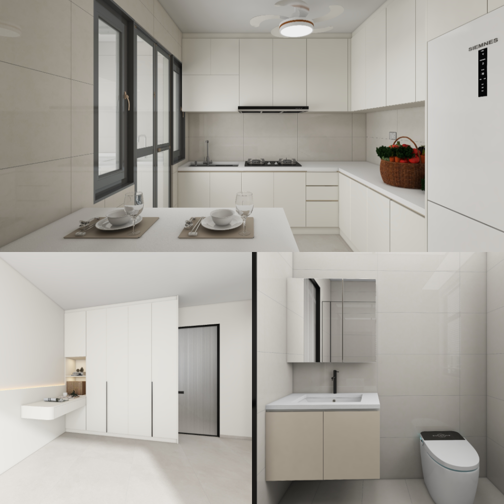 Punggol Point Cove 4-Room Design A (Kitchen, Master Bedroom, and Bathroom Cabinets)