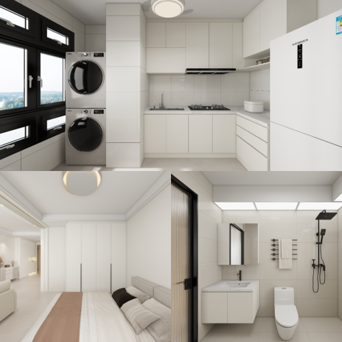 Sembawang Sun Sails 2-Room Design A (Kitchen, Master Bedroom, and Bathroom Cabinets)