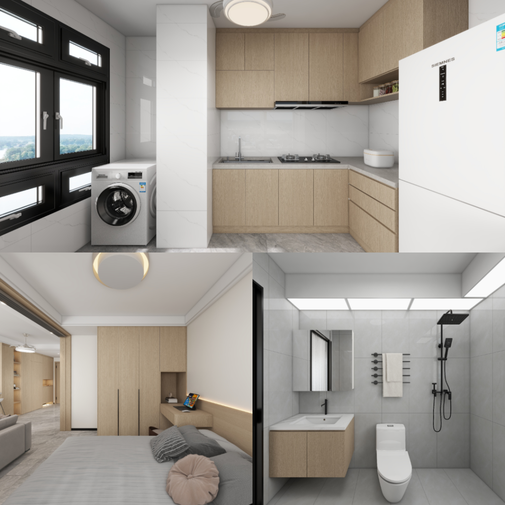 Sembawang Sun Sails 2-Room Design B (Kitchen, Master Bedroom, and Bathroom Cabinets)