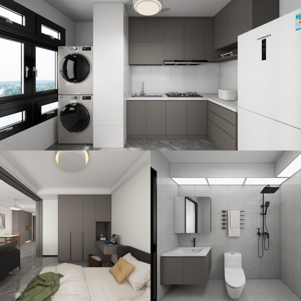 Sembawang Sun Sails 2-Room Design C (Kitchen, Master Bedroom, and Bathroom Cabinets)