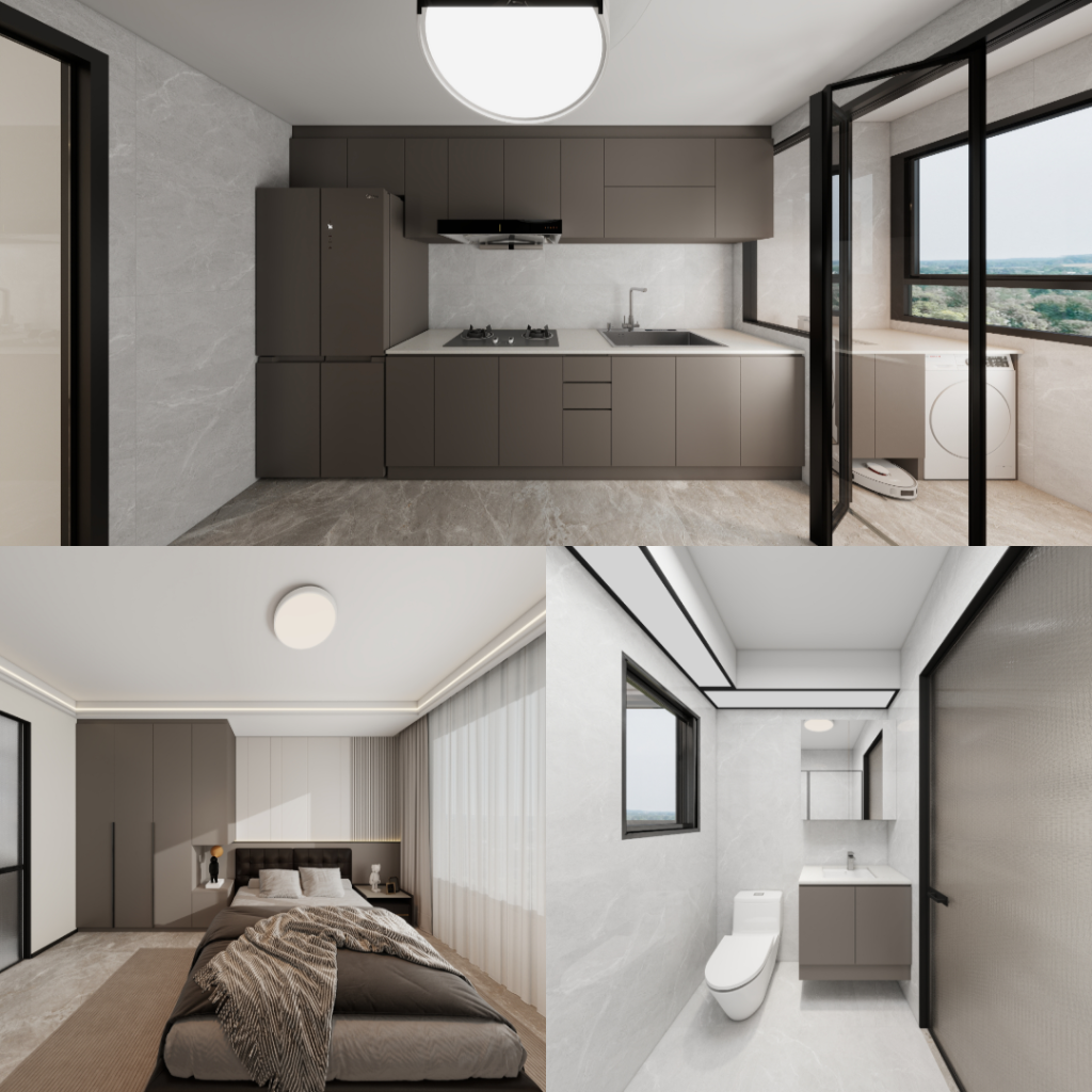 Sembawang Sun Sails 4-Room Design C (Kitchen, Master Bedroom, and Bathroom Cabinets)