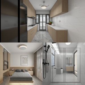 Tampines Green Emerald 4-Room Design B (Kitchen, Master Bedroom, and Bathroom Cabinets)