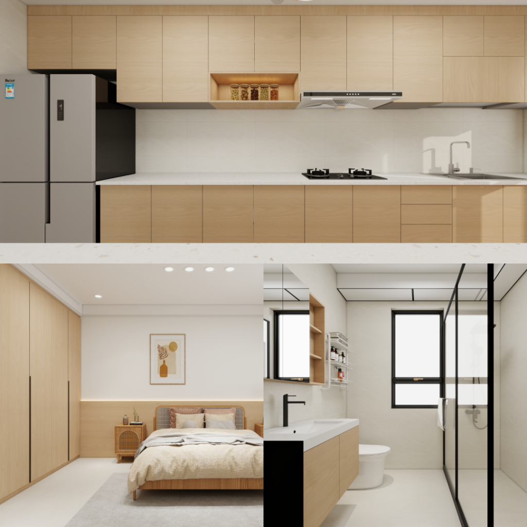 Tampines Green Opal 5-Room Design B (Kitchen, Master Bedroom, and Bathroom Cabinets)