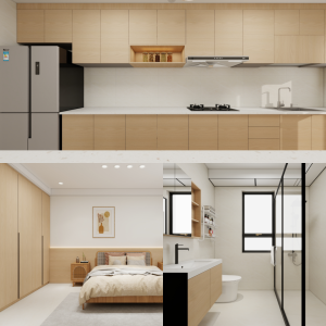 Tampines Green Opal 5-Room Design B (Kitchen, Master Bedroom, and Bathroom Cabinets)