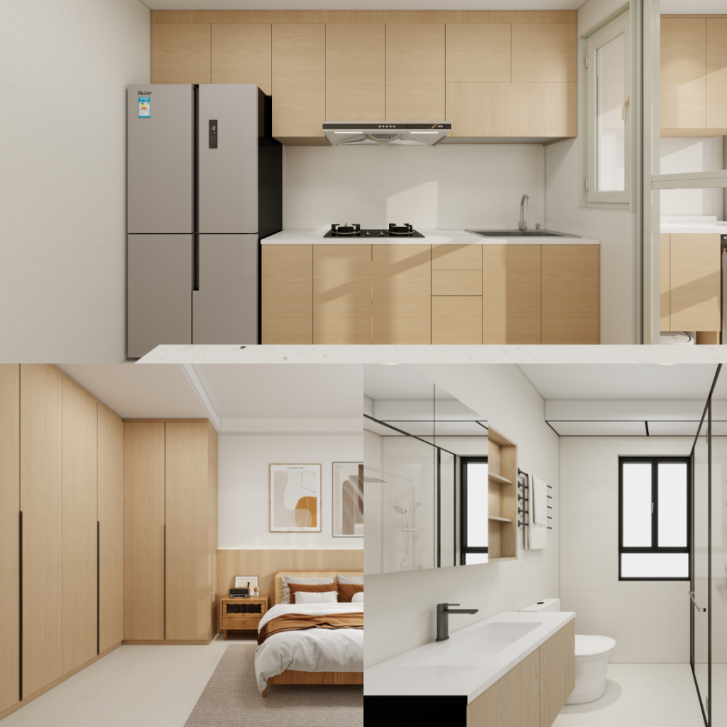 Tampines Green Opal 4-Room Design B (Kitchen, Master Bedroom, and Bathroom Cabinets)