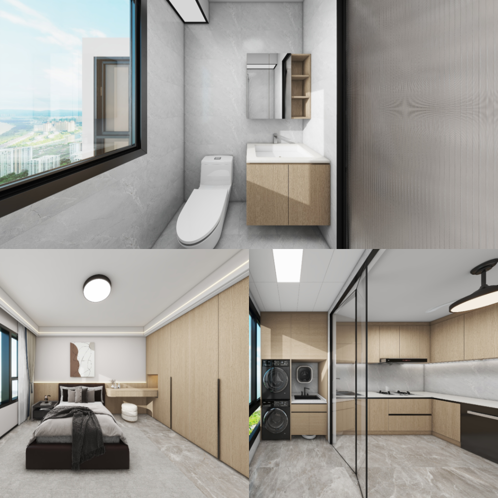 Woodgrove Edge 4-Room Design B  (Kitchen, Master Bedroom, and Bathroom Cabinets)