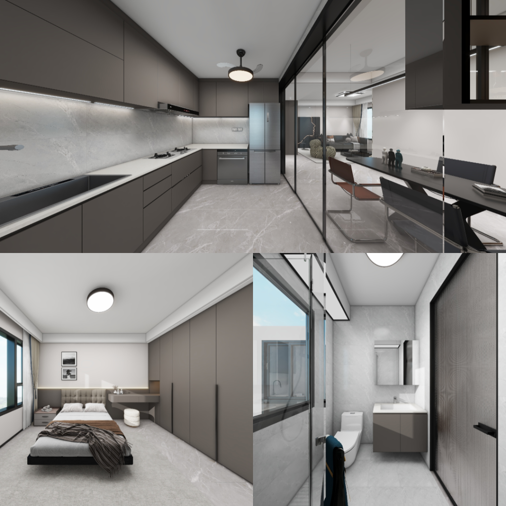 Woodgrove Edge 4-Room Design C  (Kitchen, Master Bedroom, and Bathroom Cabinets)