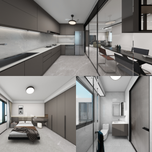 Woodgrove Edge 4-Room Design C (Kitchen, Master Bedroom, and Bathroom Cabinets)