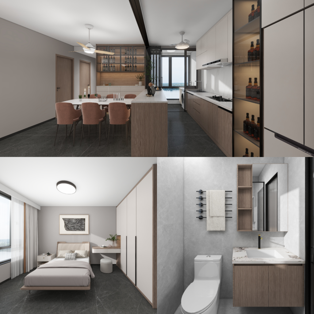 Woodgrove Edge 5-Room Design B (Kitchen, Master Bedroom, and Bathroom Cabinets)