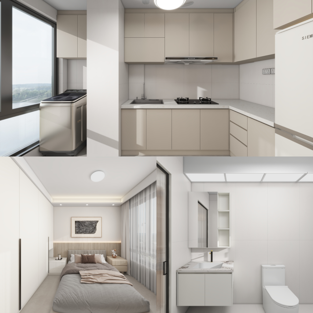 Yishun Boardwalk 2-Room Design A (Kitchen, Master Bedroom, and Bathroom Cabinets)