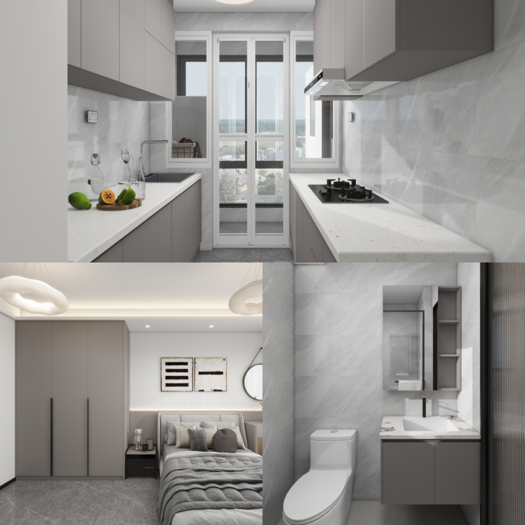 Yishun Boardwalk 4-Room Design C (Kitchen, Master Bedroom, and Bathroom Cabinets)