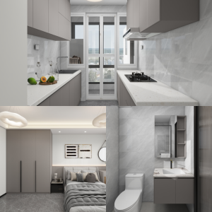 Yishun Boardwalk 4-Room Design C (Kitchen, Master Bedroom, and Bathroom Cabinets)