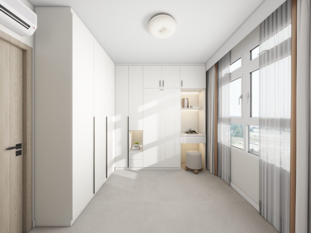 Bedroom 2 Space Saving Beds with Casement Wardrobe with Open Shelves (15.5 feet)
