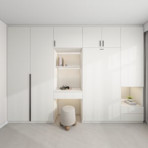 Bedroom 2 Space Saving Beds with Casement Wardrobe with Open Shelves  (11.5 feet)