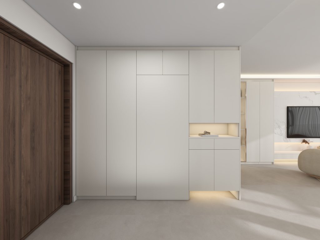 Foyer Full Height Shoes Cabinet and Bomb Shelter Door (9 feet)