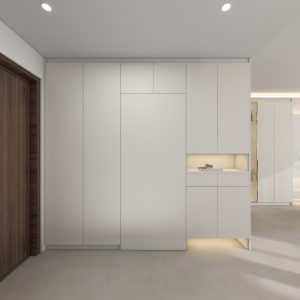 Foyer Full Height Shoes Cabinet and Bomb Shelter Door (9 feet)