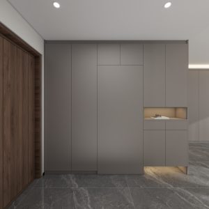 Foyer Full Height Shoes Cabinet and Bomb Shelter Door (9 feet)